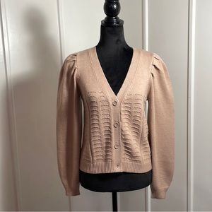 Philosophy Blush Puff Sleeve Cardigan Size M